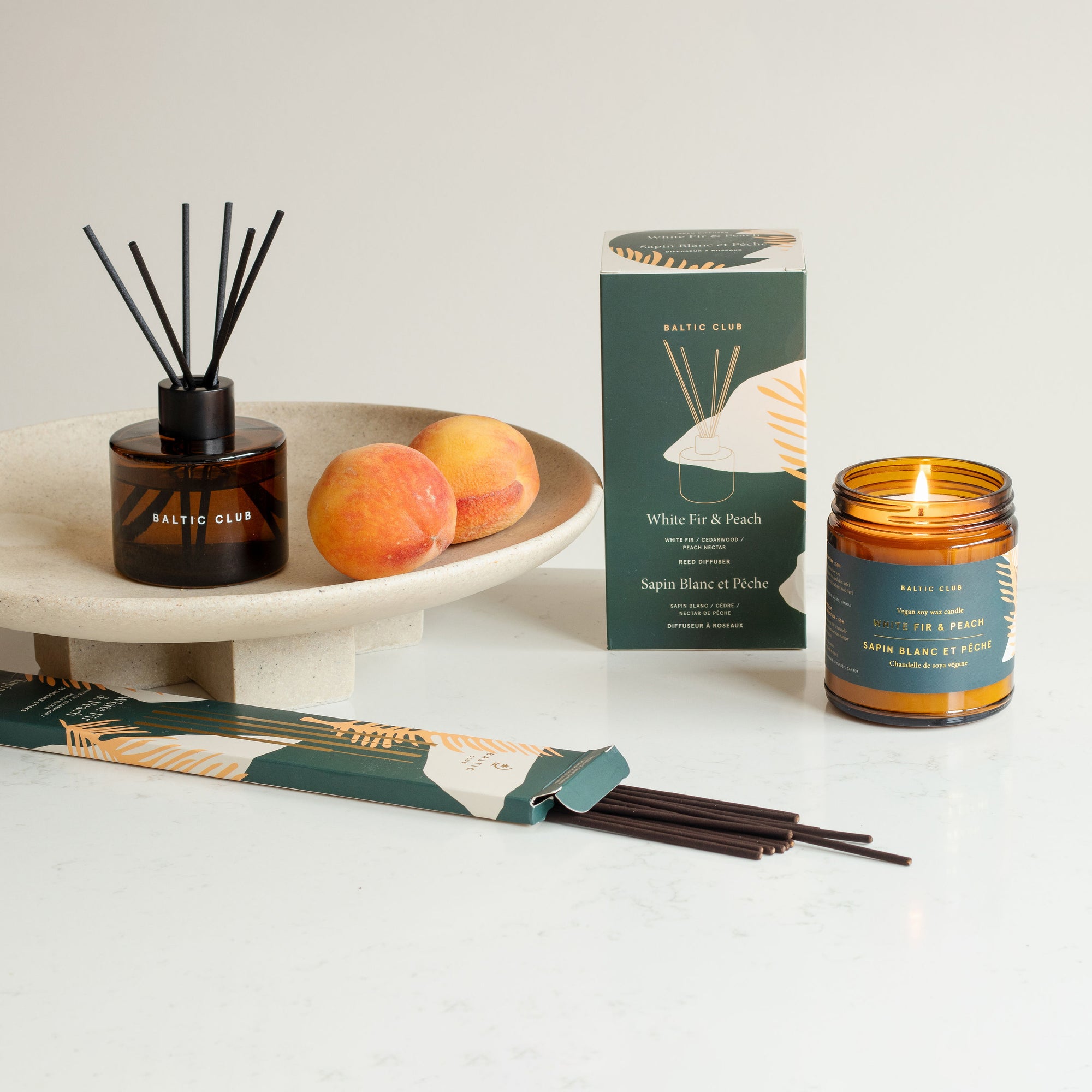 Chandelle Sapin Blanc et Pêche