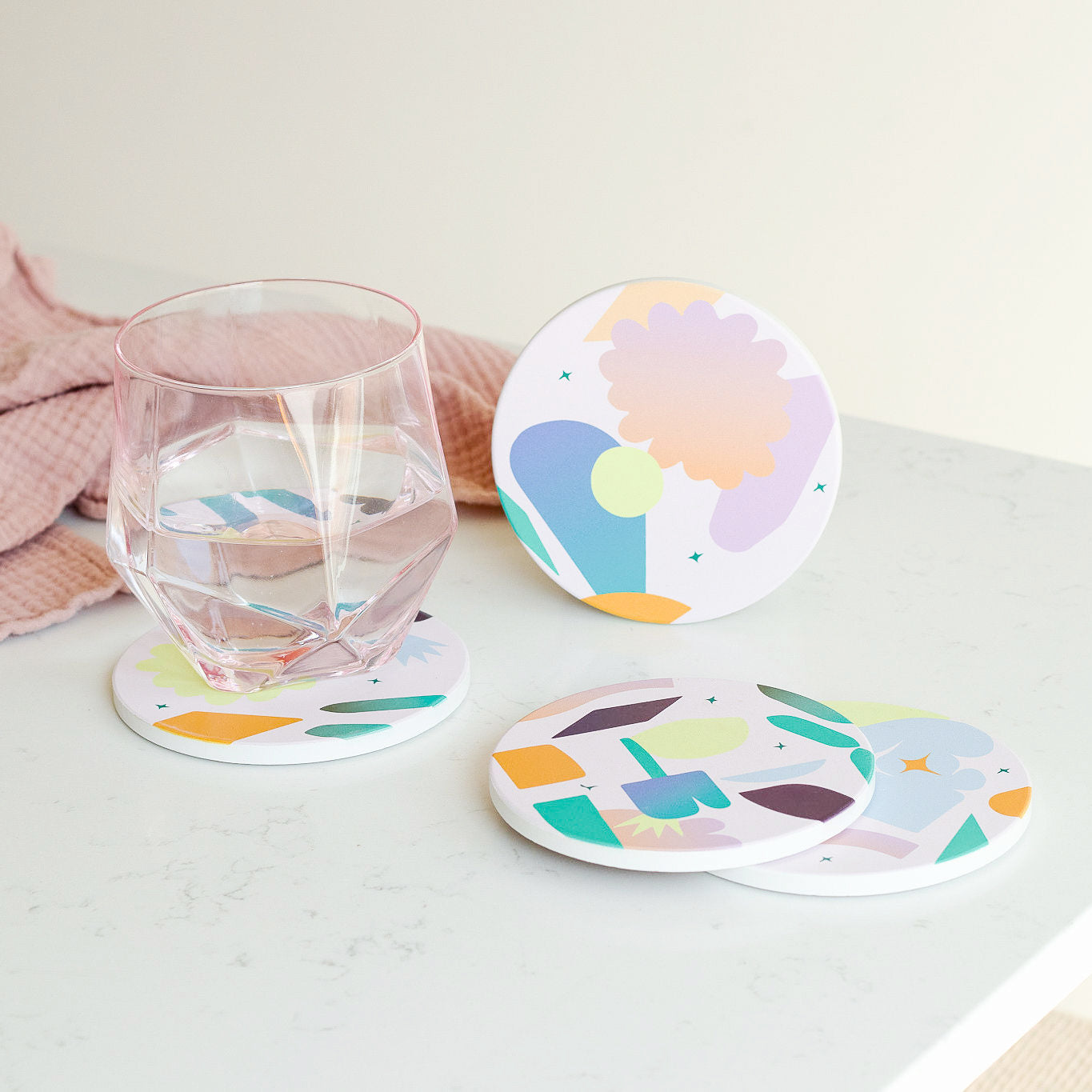 Absorbent Ceramic Coasters Set - Pelagia