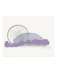 Montreal Ferris Wheel art print on smooth off-white paper with fine dark gray lines and minimalist color blocks