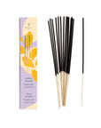 Side view of Willow Blossom incense sticks showing charcoal black coating and golden bamboo base