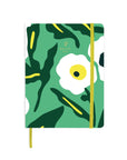 Agenda non daté Murmure avec couverture florale abstraite en vert menthe, feuilles vert sapin, fleurs blanches et touches de jaune citron
