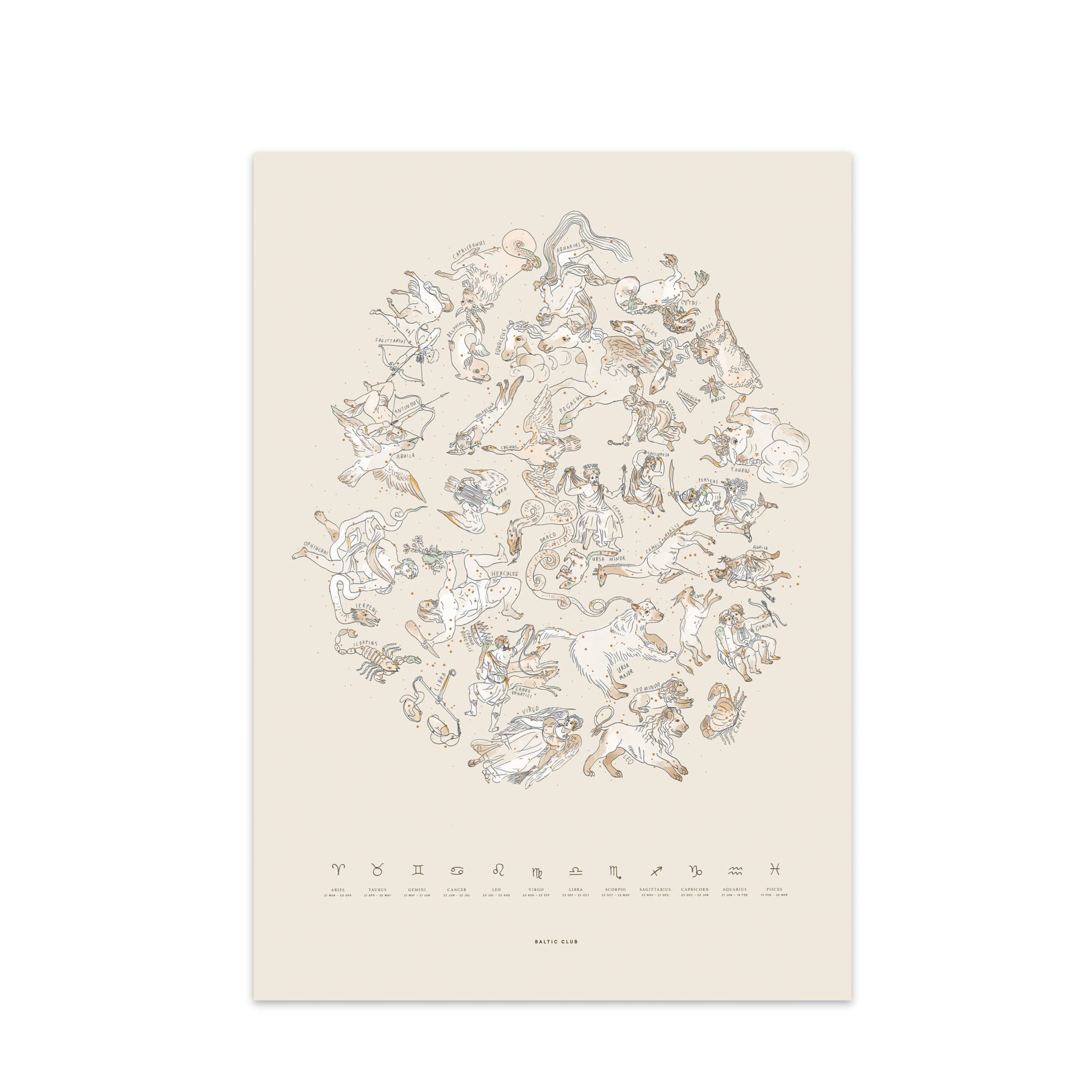 Celestial Zodiac Art Print | The Baltic Club