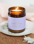 The Baltic Club's Lavender & Sage Soy Candle lit