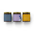 Cozy Autumn Collection candle gift set in amber glass jars with golden lids and pastel botanical labels