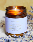 Lavender & Sage Candle from Baltic Club, close view of the label