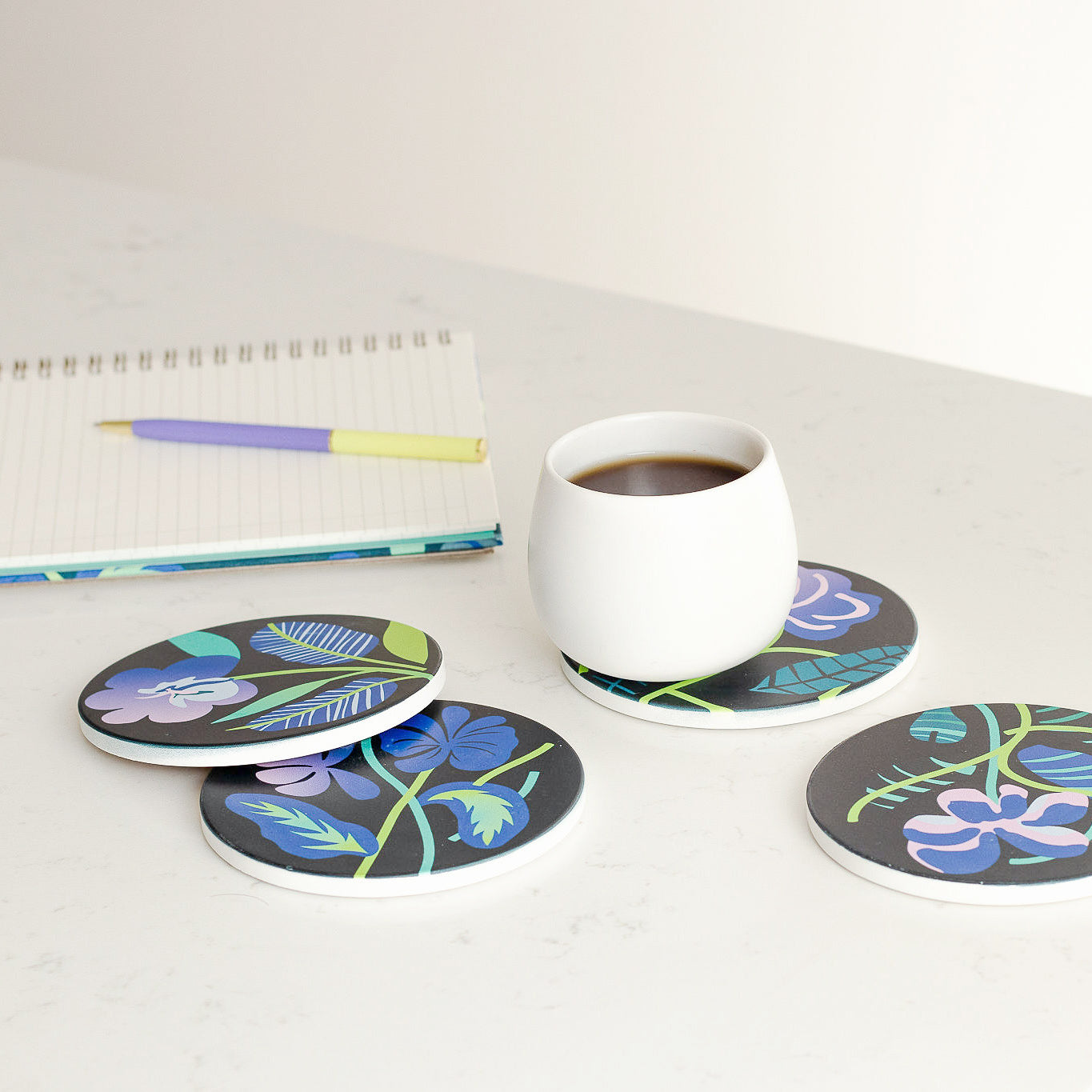 Absorbent Ceramic Coasters Set - Archipelago