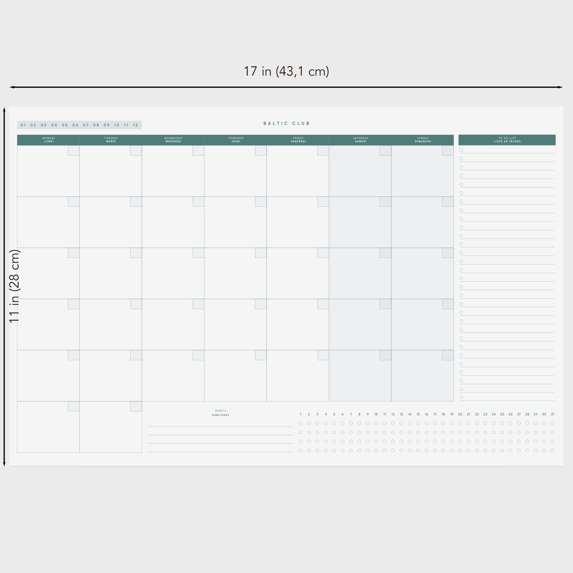 Monthly Planner - Pine | The Baltic Club