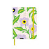 Agenda Serenade fermé avec motif floral lilas et élastique jaune sur fond blanc