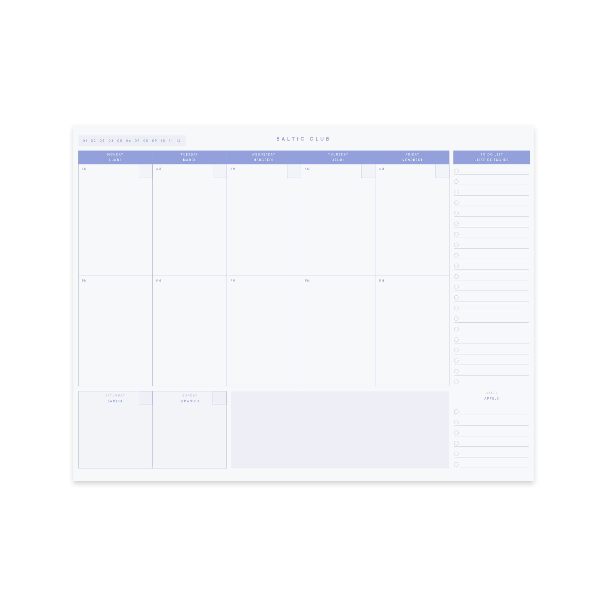 Weekly Planner - Periwinkle | The Baltic Club