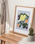 The Apple Art print from artist Lotta Maija, for the Baltic Club, in its frame