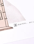 Close-up of Montreal Notre-Dame Basilica Art Print highlighting fine textured paper and deep black ink lines