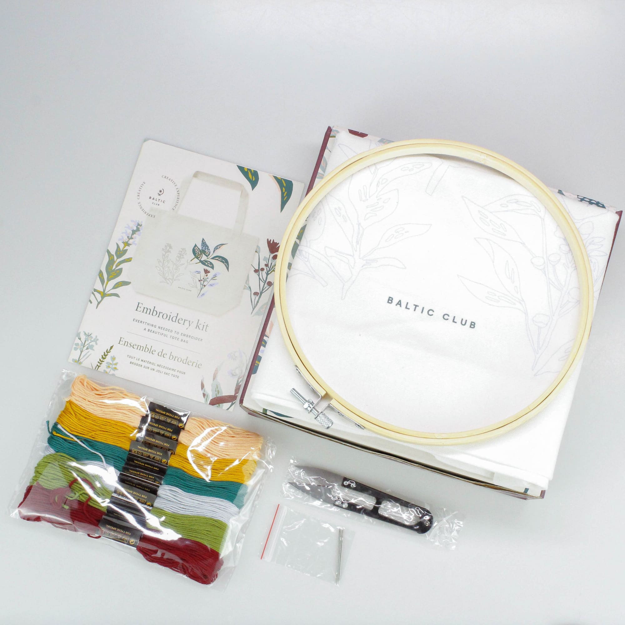 The elements of the embroidery kit for adults by the Baltic Club